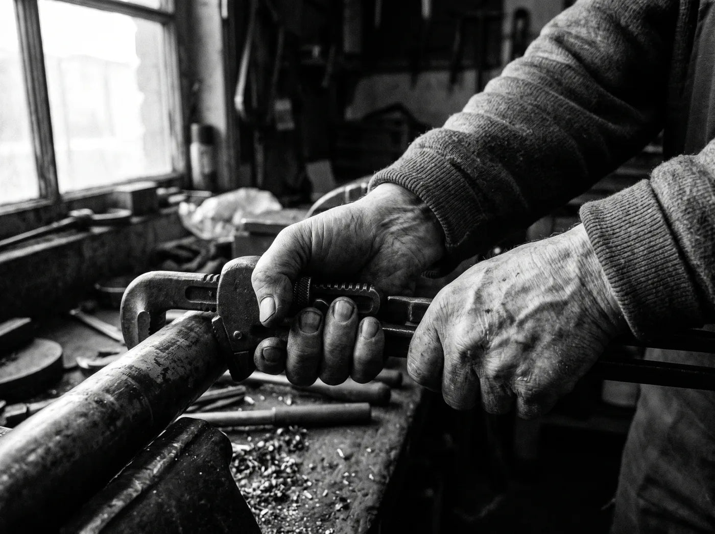 Hände eines Handwerkers